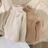 Children's Velvet Thickened Base Autumn Winter Clothes for Girls Baby High Neck Boys Warm Bear Sweatshirt Cute Bear Embroidery Pullover