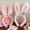 Корейская маска для умывания лица с кроличьими ушками: Милая 3D повязка на голову с заколкой в виде кроличьих ушек для девочек