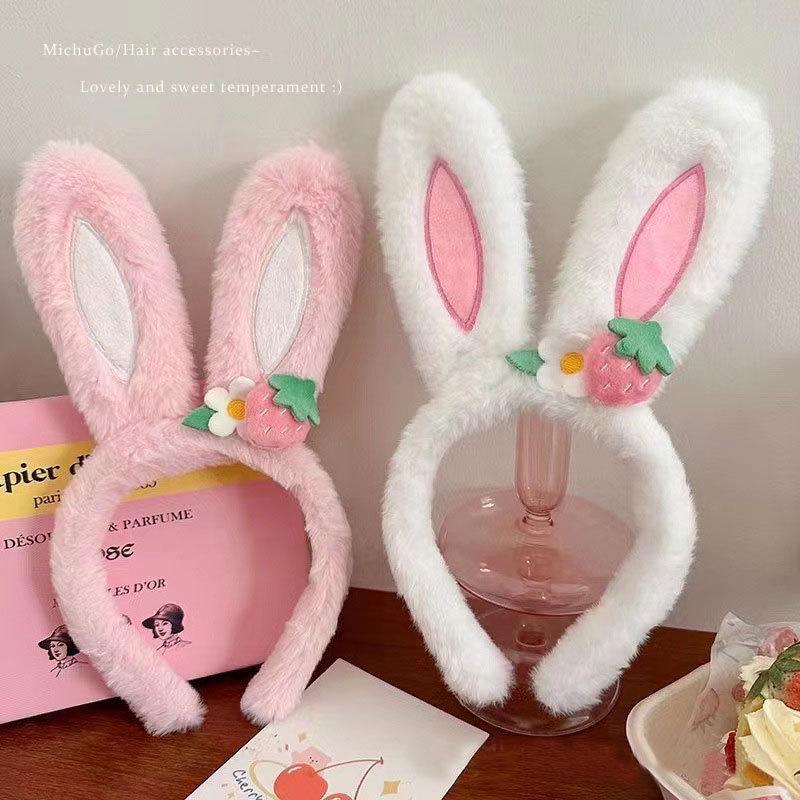 Корейская маска для умывания лица с кроличьими ушками: Милая 3D повязка на голову с заколкой в виде кроличьих ушек для девочек