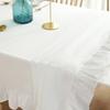 Yousheng Solid Color Ruffled Tablecloth Rectangular Square Table Cover Dining Tablecloth for Farmhouse Kitchen Dining Room Patio Decoration