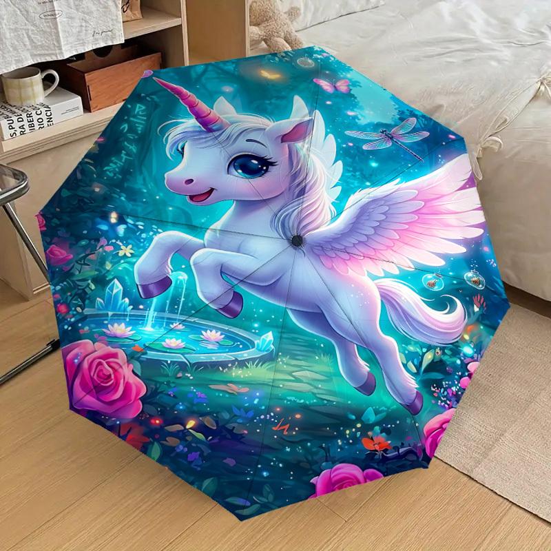 1PC Unicorn Umbrella-8-Rib Reinforced, Automatic Open, Lightweight & Durable, Fashion Accessory for Outdoor, J0399