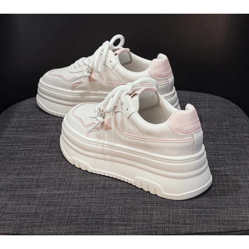 Модные дизайнерские кроссовки на платформе для женщин, новые весенне-осенние белые кожаные туфли с мягкой подошвой, женская мода, повседневные туфли Zapatillas De Mujer