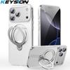 KEYSION Вращающийся на 360° чехол-подставка с магнитным кольцом для MagSafe для iPhone 17 Pro Max Матовый прозрачный противоударный чехол для задней панели телефона