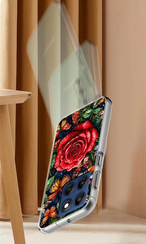 Чехол Для Motorola Edge 60 Fusion / Edge 60 Foto Case Задняя крышка Бабочки + Стекло
