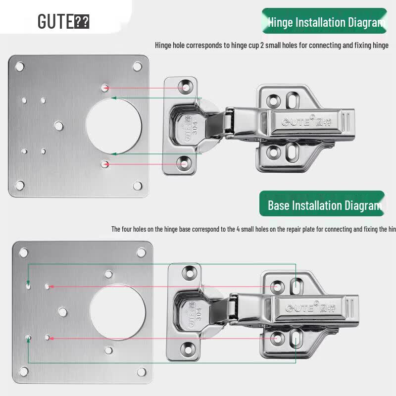 Gute Stainless Steel Cabinet Hinge Repair Plates (4-Pack)