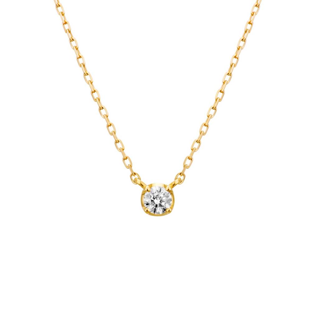 K10 Yellow Gold Necklace Single Diamond Motif 111736123011 [Official] 4℃ (Yondo Sea) Approx. 0.05ct