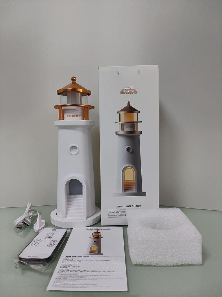 Moonlight Lighthouse Projector: Bedroom Night Light & Bluetooth Speaker Ornament, Perfect Birthday Gift.