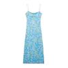 European & American Women's Silk Print Spaghetti Strap Midi Dress