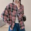 Осень и Весна Женские Ретро Модные Свободные Рубашки в Клетку с Длинным Рукавом Стильного Дизайна