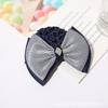 Rhinestone Ribbon Bowknot Stripe Net Bun Hair Cover Net Bun Snood Net Bun Crochet Women Barrette