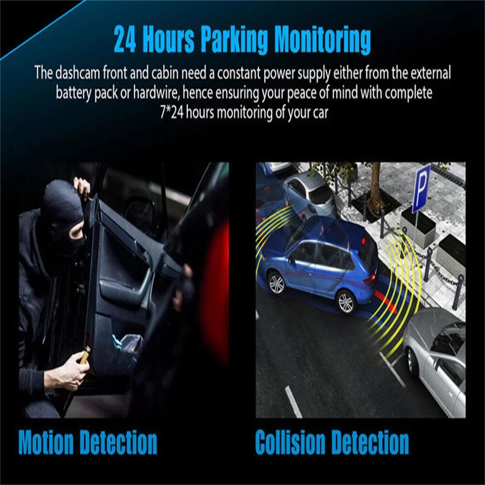 Автомобильный видеорегистратор 1080P с 3 камерами, передняя камера салона и задний видеорегистратор, 3-канальная камера DVR с циклической записью, G-сенсор, черный ящик, автомобильные аксессуары