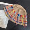 Корейская свежая ручная вязка крючком цветная бахрома шляпа-ведро для женщин весна-лето путешествия повседневная милая универсальная хлопковая вязаная шапка