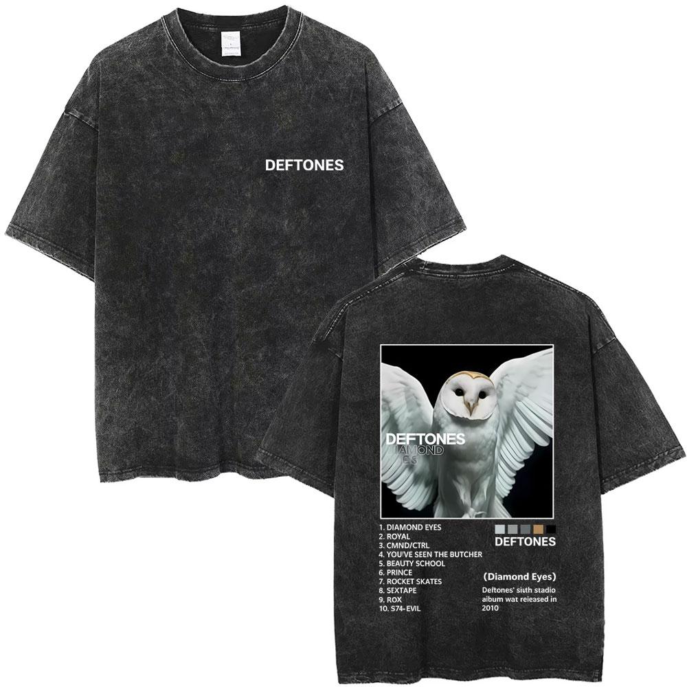 Washed Vintage Rock Band Deftones Around The Fur Album Graphic Tshirts Men Alternative Heavy Metal Tshirt Oversized T Shirts