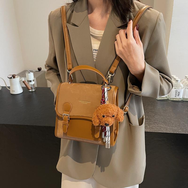 Retro Fashion Double Shoulder Small Backpack 2025 New Trend Contrasting Color Single Shoulder Messenger Women's Bag