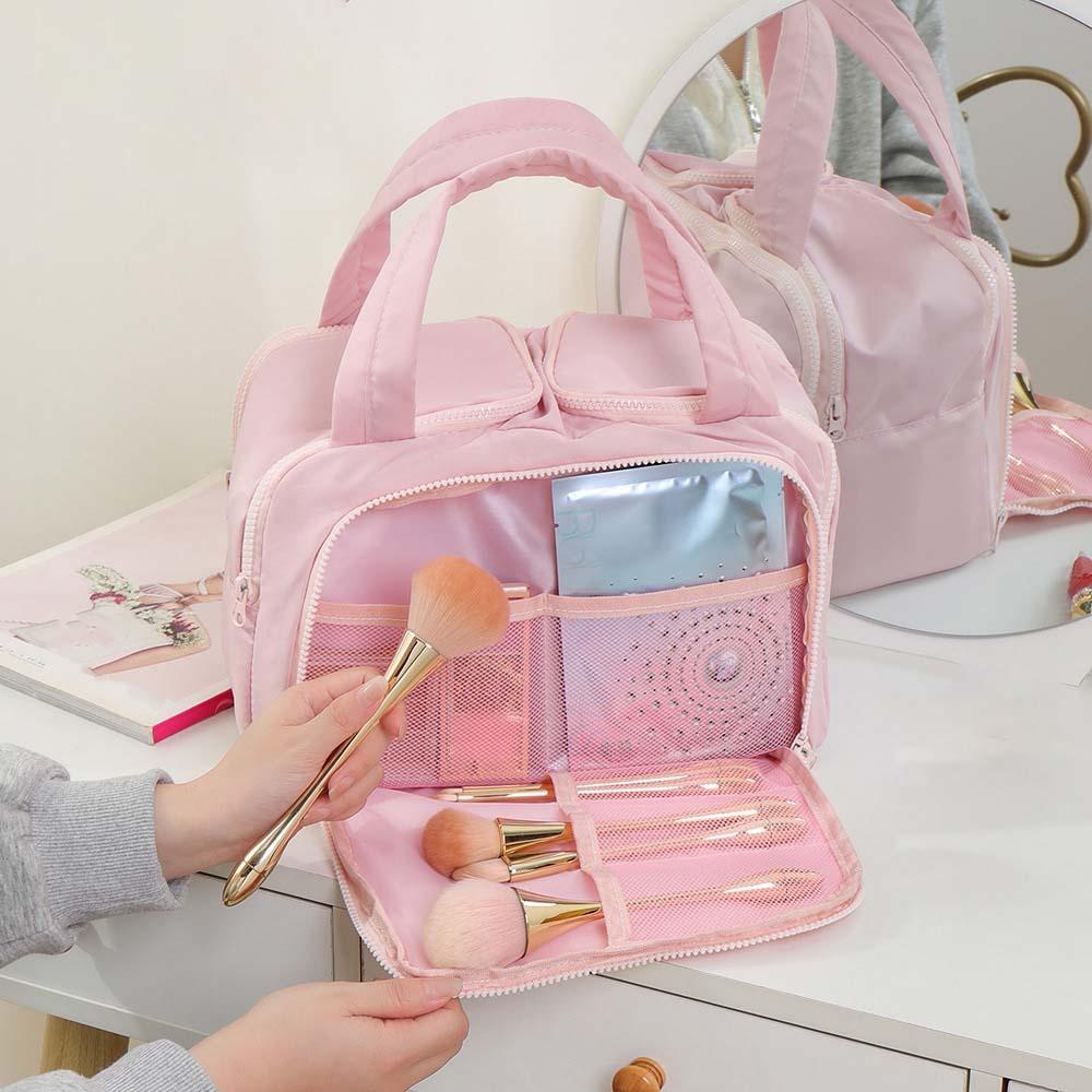 Хлопковая однотонная косметичка Kawaii Сумочка для макияжа Мягкая портативная косметичка для туалетных принадлежностей Хранение