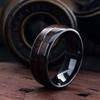 Роскошное мужское обручальное кольцо из полированного нержавеющей стали с инкрустацией деревом коа 8 мм, титановое обручальное кольцо для мужчин и женщин, мужское обручальное кольцо