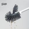 Cleaning Brush Long Handle Toilet with Anti-Slip Grip, Silicone Bristles Curved Resistant Double Head for Deep Stain Removal