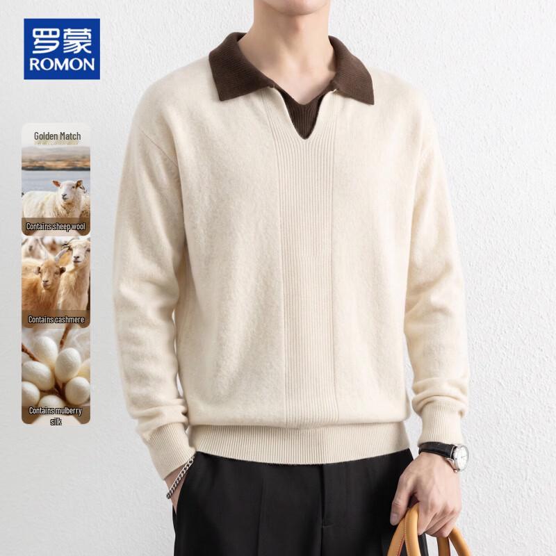ROMON Men's Premium Wool-Blend Knit Polo Sweater