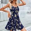 DAFIFY Женская мода лето весна цветочный узор печати без рукавов подтяжки с круглым вырезом повседневные платья