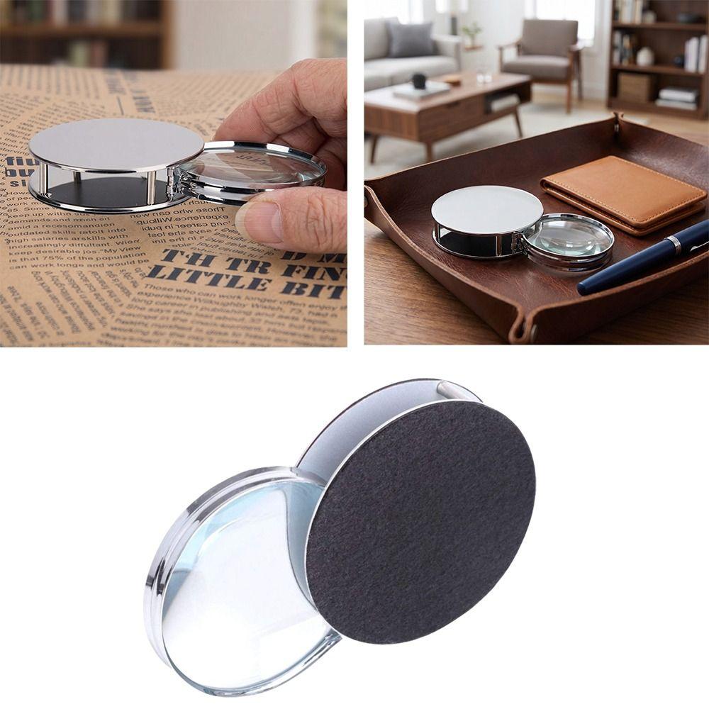 Folding Design 20X Handheld Magnifier Portable 20X Folding Round Magnifier Rotatable Earthquake-proof Pocket Handheld Magnifier