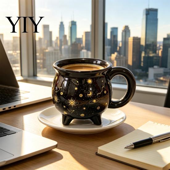 Novelty Ceramic Drinkware Halloween Coffee Mug with Ergonomic Handle, 380ml Capacity, Pot Shaped Creative Shape Cup, Hot And Cold Beverages