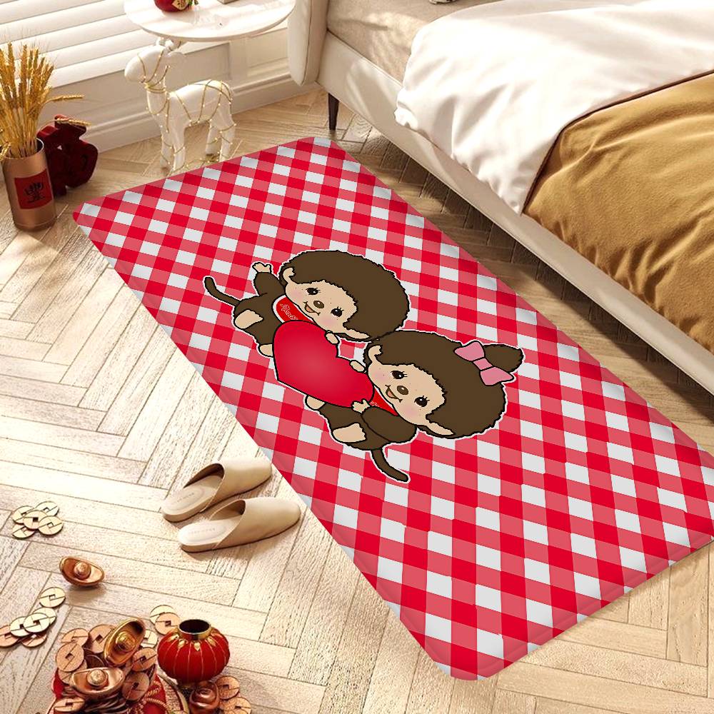 Anime M-Monchhichi Bathroom Mat Anti-slip Absorb Water Long Strip Cushion Bedroon Mat Welcome Doormat
