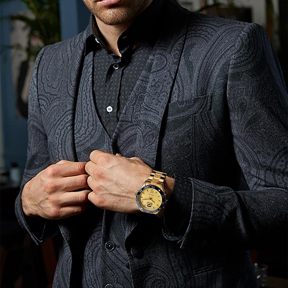 Мужские часы из золотой нержавеющей стали