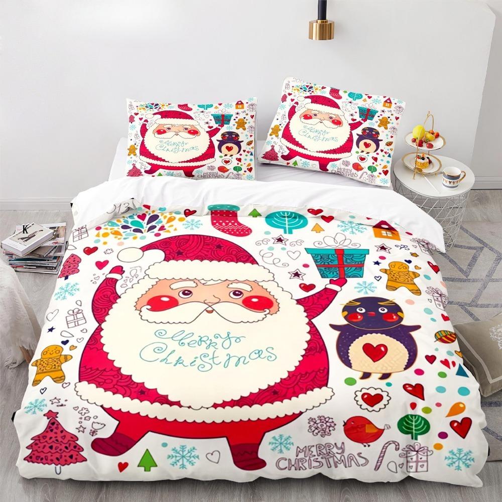 Christmas themed Santa Claus 2/3 piece bedroom set,Children'sGift Teenagers adulte Microfibre double bed Duvet Cover