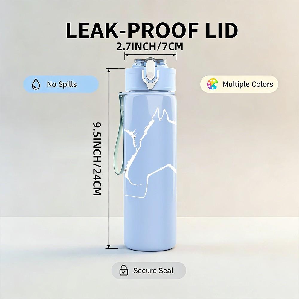1PC Minimal Light Tone Sketch Line Print 750ml Color Plastic Sports Water Bottle Leakproof Flip Straw Lid Suitable for Sports Office Home Use