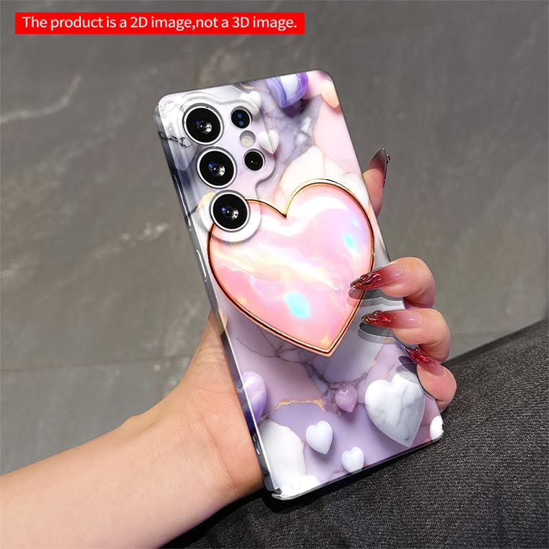 2DFlat Samsung phone case Iridescent Heart Marble Phone Case Applicable to Galaxy S22 S23 S24 S25ULTRA S26 A12 A13 A14 A15 A16