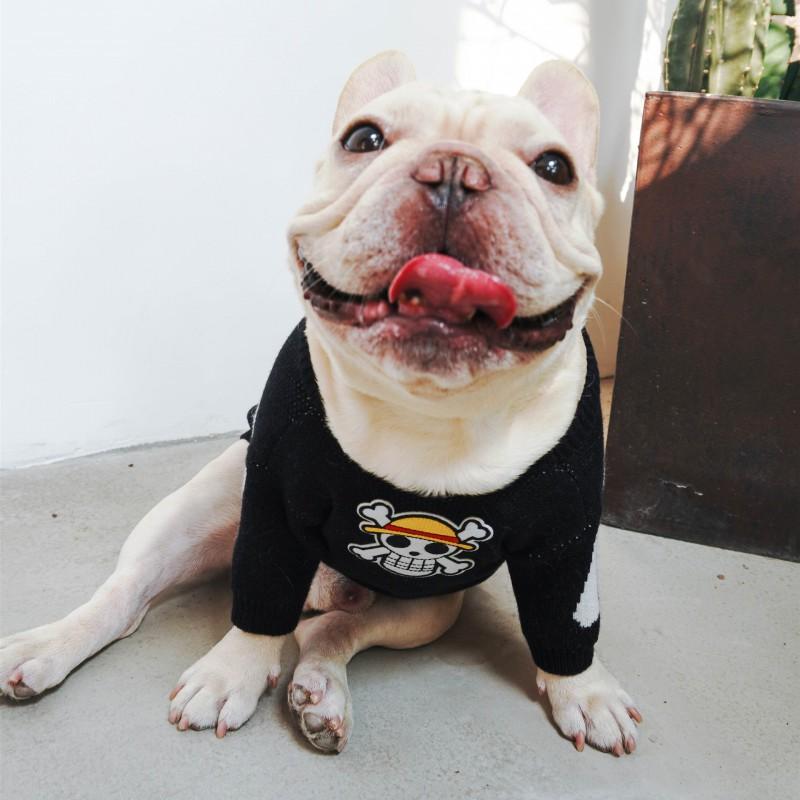 Halloween Skull Pet Sweater French Bulldog Pug Winter Warm Knit Pullover Dog Clothing Black S M L XL