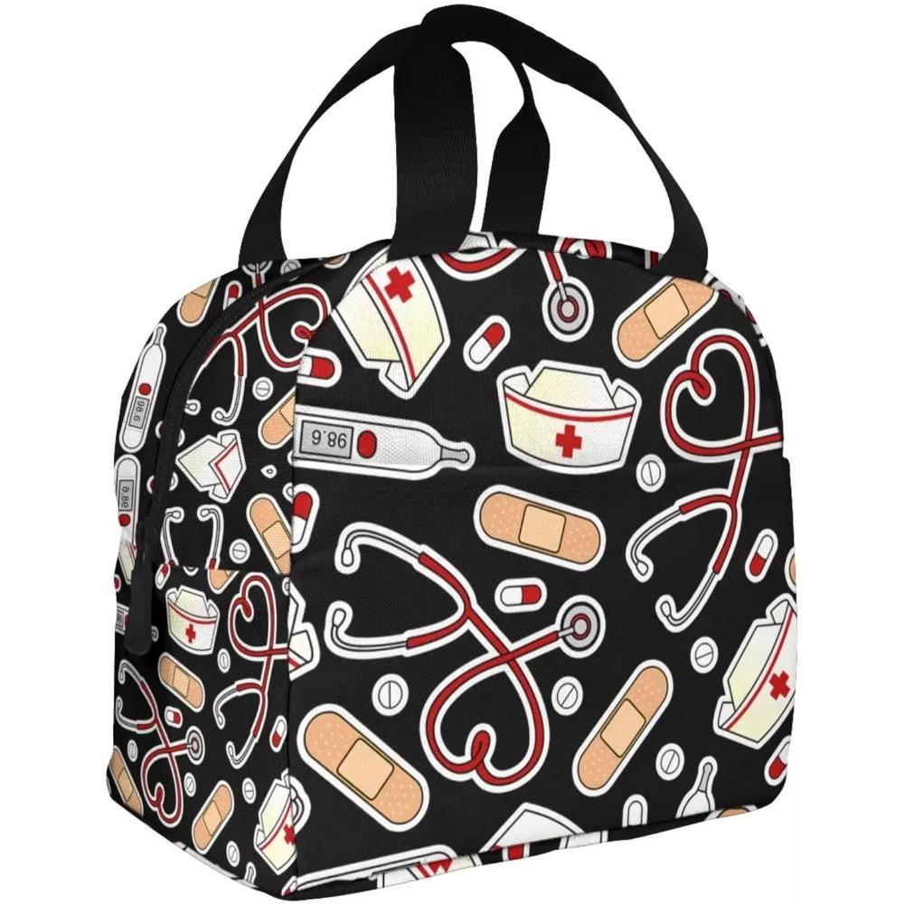 Сумка для ланча в стиле медсестры для женщин, изолированная сумка-тоут, многоразовый ланч-бокс-холодильник для работы, пикника, путешествий