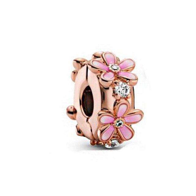 925 Sterling Silver Colorful Beads Transparent Shiny Row Clip Charm Fit Women Bracelet DIY Jewelry