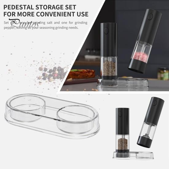 Электрическая мельница для соли и перца из 2 предметов со встроенной подсветкой, перезаряжаемая мельница из нержавеющей стали с регулируемой степенью помола, зарядка через USB-C, светодиодная подсветка