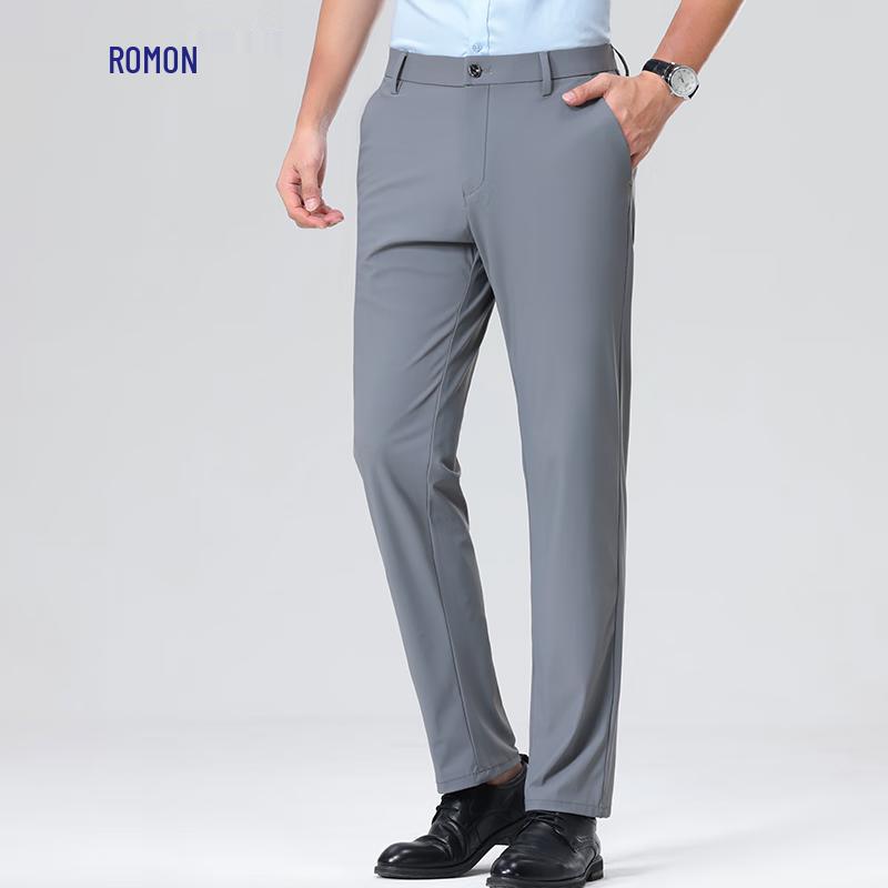 Romon Men's Ice Silk Casual Straight-Leg Pants