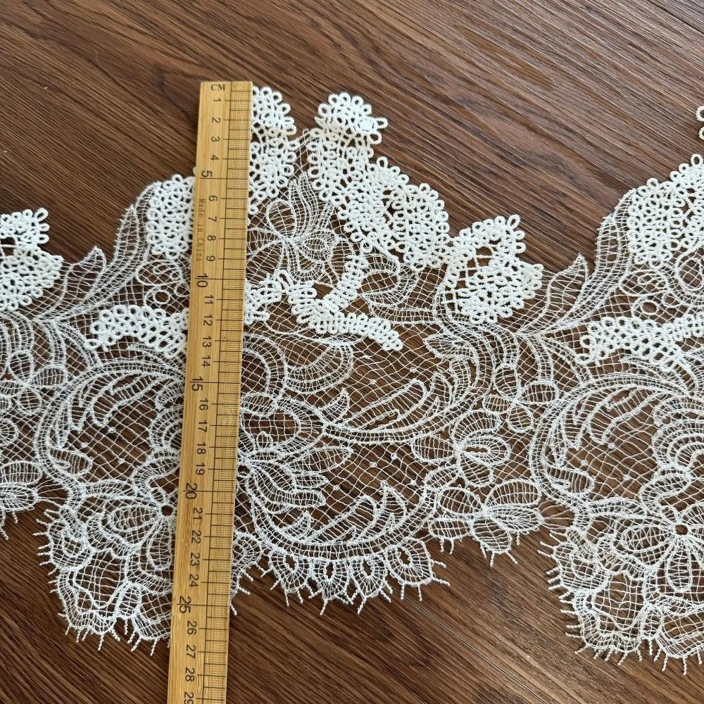 Кружево с вышивкой «Бородатый край» 1 ярд Рыбья шелковая кружевная ручная работа Ажурное кружево Свадебное платье