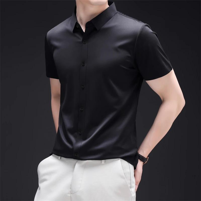 Новая мужская рубашка business casual с коротким рукавом, однотонная, устойчивая к складкам, не мнется, удобная, для любого сезона, универсальный топ