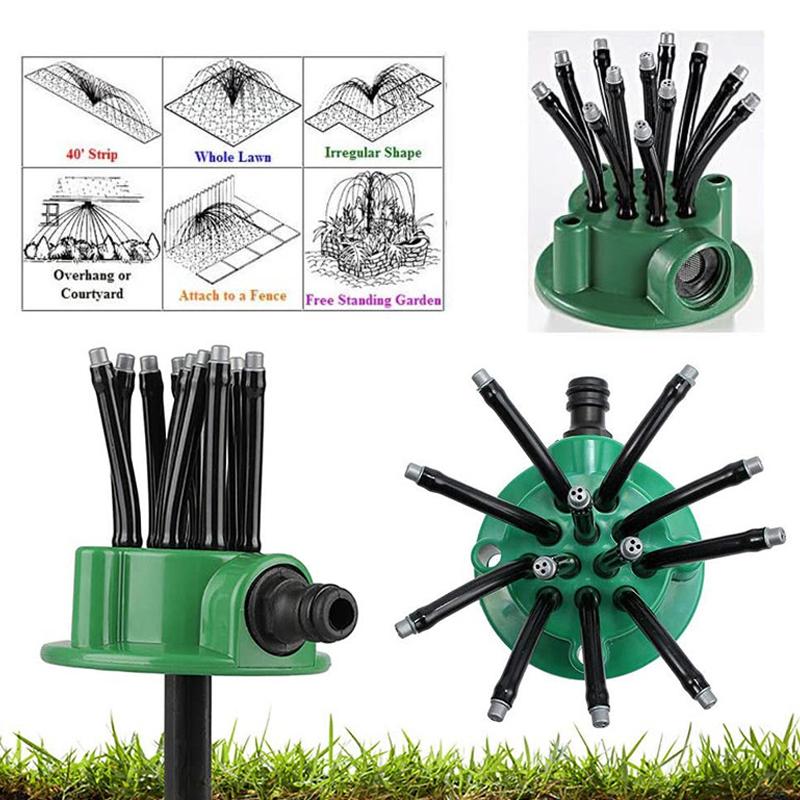1pcs 12 Hose Heads 360° Adjustable Watering Sprinkler, Garden Sprinkler, Lawn Sprinkler Head Automatic Garden Yard Sprinkler Irr