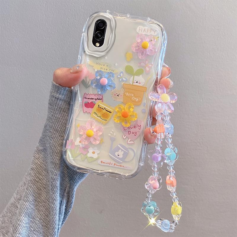 Силиконовый чехол для Samsung A20, M02, A03, A52S: Милый дизайн куклы из мультфильма, защита от падения, цветочный браслет для женщин