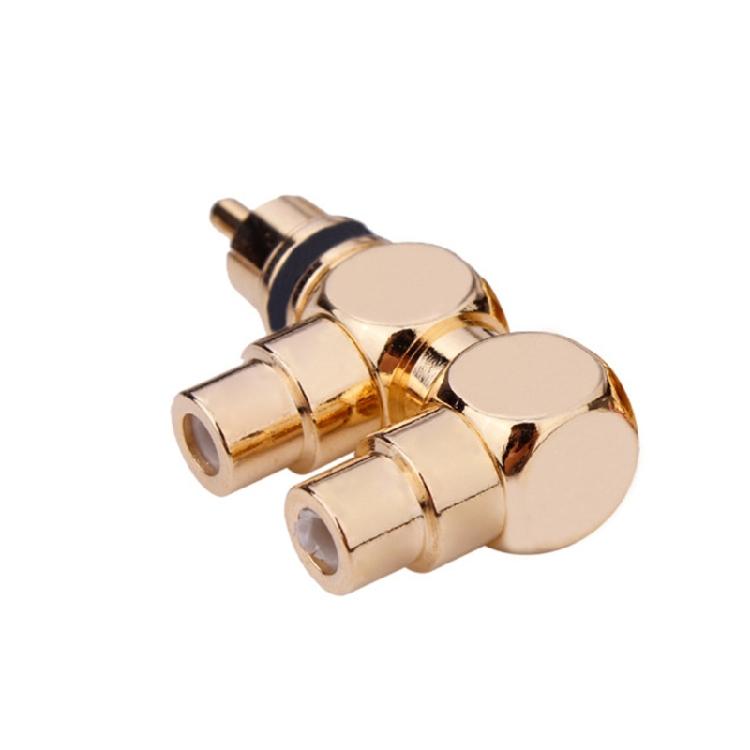 Позолоченный разветвитель 1 штекер 2 гнезда RCA резьбовой разъем для усилителей домашнего кинотеатра, динамика