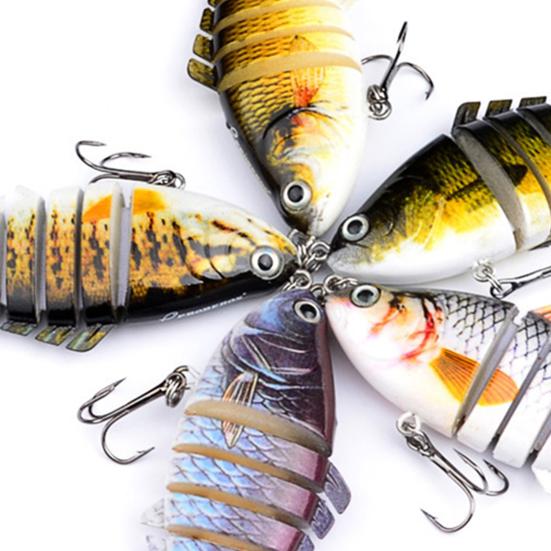 10 см/15,5 г многосоставная рыболовная приманка с крючками, реалистичная 7-секционная пластиковая искусственная приманка для пресноводной и соленой рыбалки