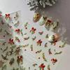 Рождественские наклейки для ногтей лазерные снежинки рельефные 3D елка листья мультяшные ношение накладки для ногтей маникюр украшение шарм