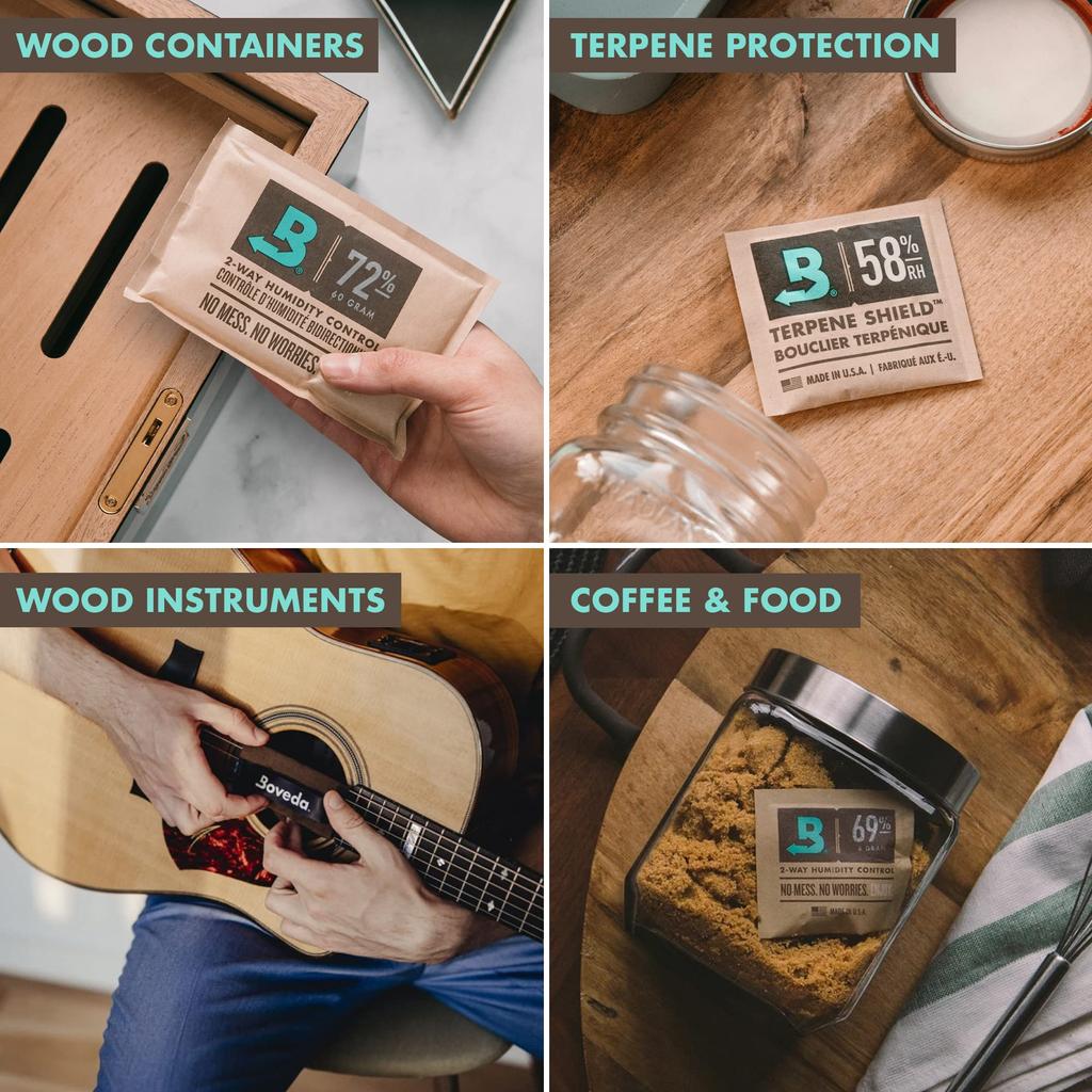 Boveda Herb Storage Humidity Control Size 8 защищает до 1 унции цветка предотвращает потерю терпена при высыхании и формировании герметичные пакеты 10 62-RH 2-Way (30