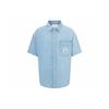 Logo Embroidered Loose Short Sleeve Shirt Men Tops Denim-Blue J320636-1AA