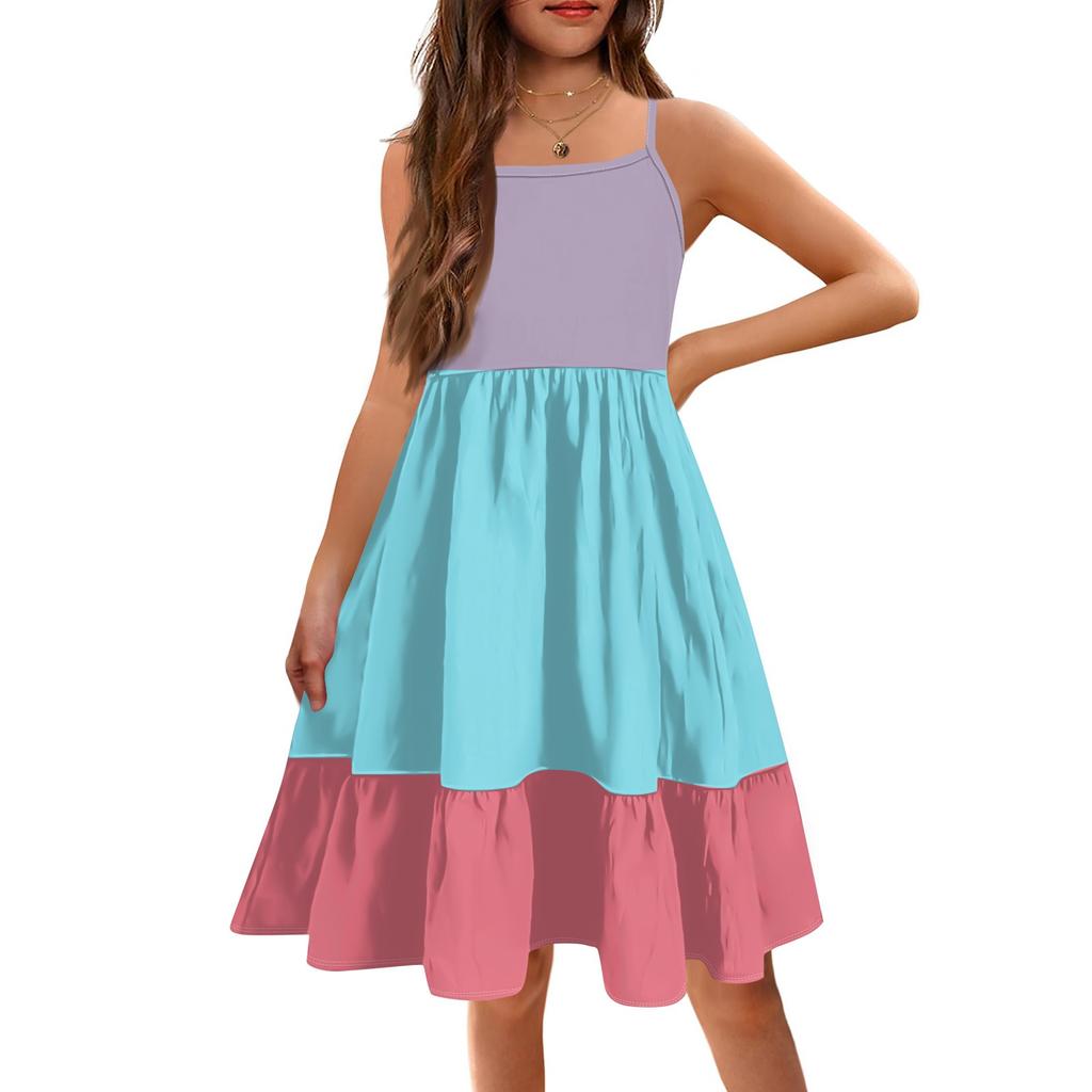 The Summer Children Condole Printed Sleeveless Cute Princess Leisure Dresses Of The Girls