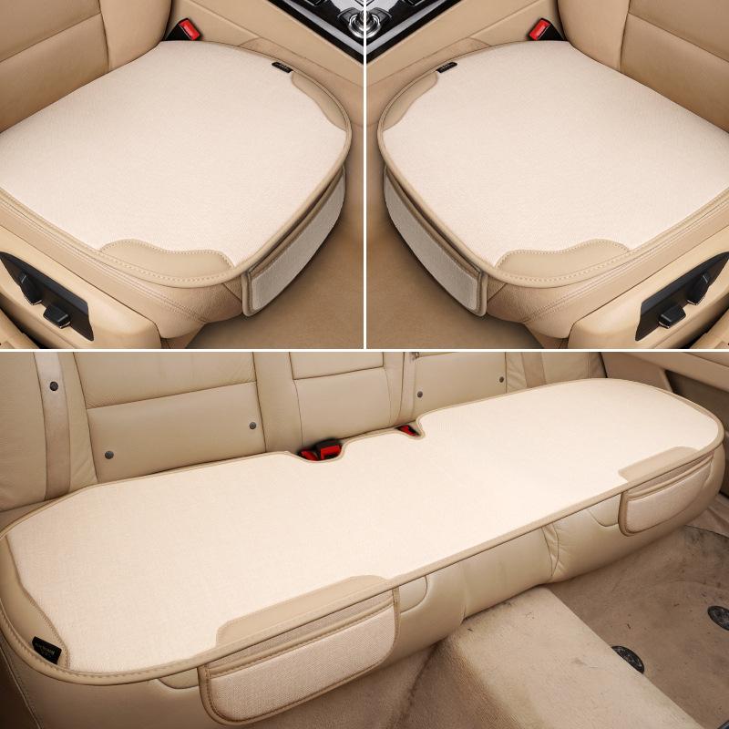 High-quality Universal Linen Car Seat Cushion Four Season Single Piece Butt Support Three Piece Set for Rear Seats