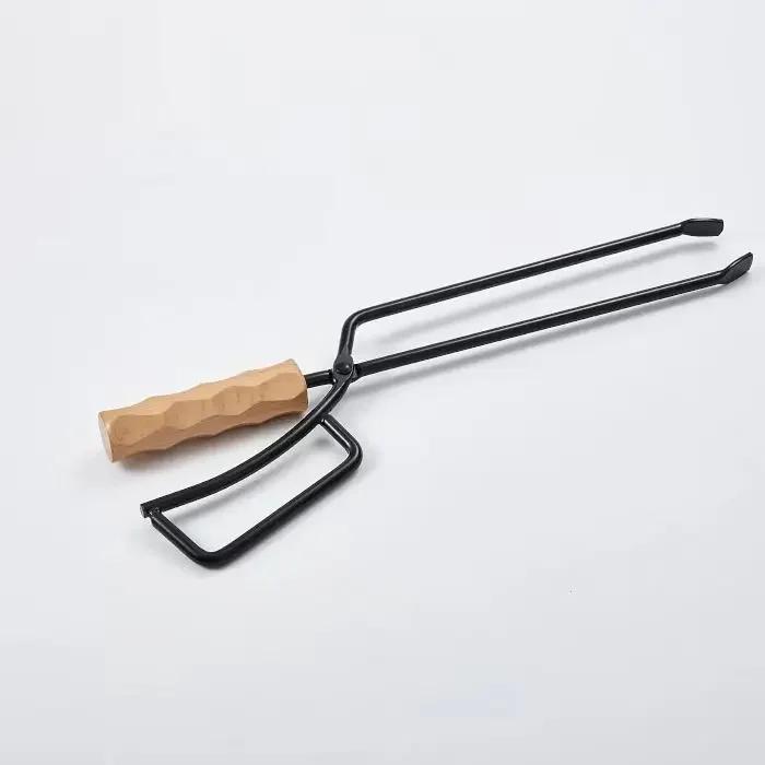 Угольные зажимы для барбекю Щипцы для сжигания барбекю Зажим для древесного угля Щипцы с клювом из утиного угля Негорячая ручка из цельного дерева Угольные зажимы Инструмент для барбекю
