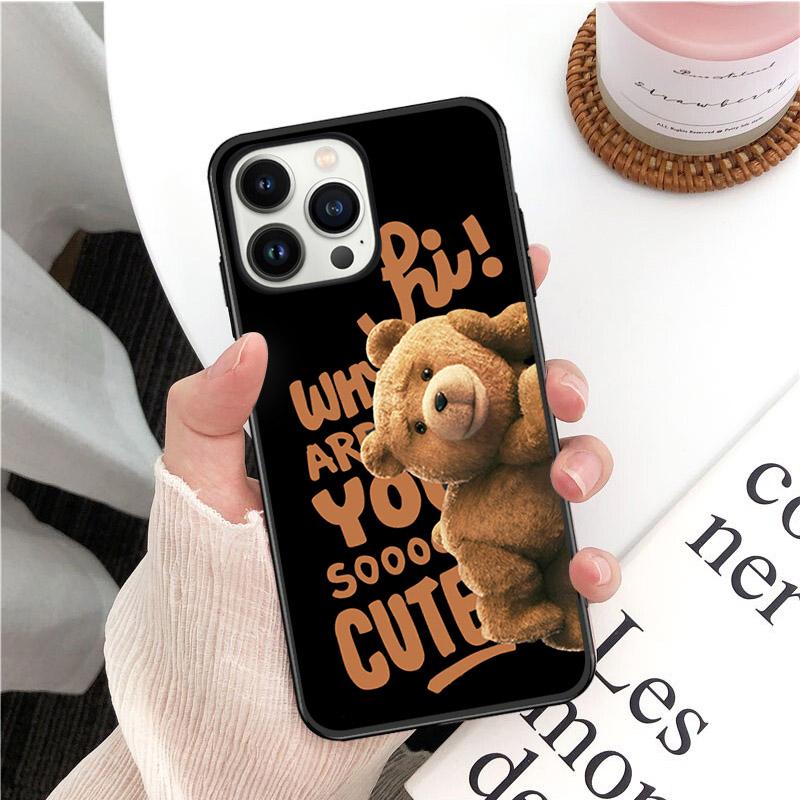 Чехол для телефона с забавным рисунком медведя и анимацией для iPhone Xiaomi Mi Samsung Galaxy Redmi Note AS 11 12 13 14 15 22 23 24 5G Pro Plus Max Fe Ultra