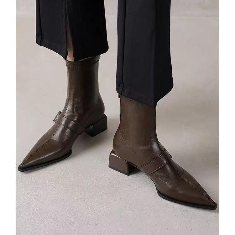 Sexy and Beautiful Women's Short Boots Autumn New Pointed Wedge Temperament Thin French Women's Boots