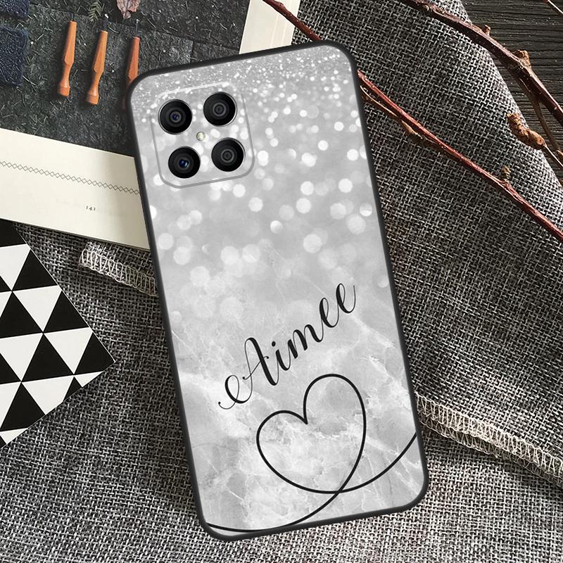 ПЕРСОНАЛИЗИРОВАННЫй Чехол с блестящими инициалами имени Для Honor 90 70 50 Lite Magic 5 Magic 6 Pro X6 X7 X8 X9 X6a X7a X8a X9a X8b X9b Чехол